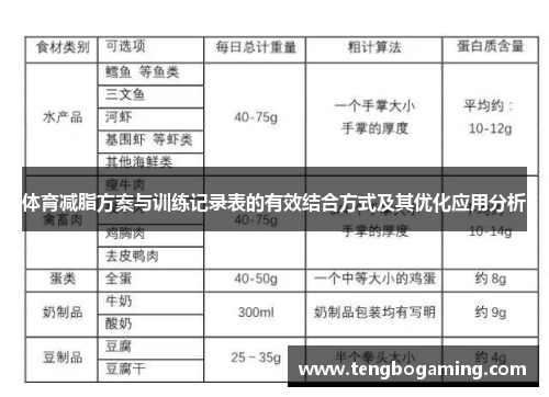 体育减脂方案与训练记录表的有效结合方式及其优化应用分析