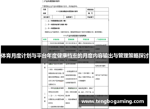 体育月度计划与平台年度健康档案的月度内容输出与管理策略探讨